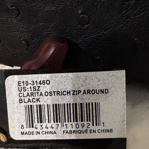 Bebe Clarita Ostrich Black Women's Wallet - Picture 2 of 6